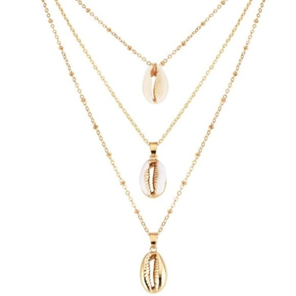 dainty Multi Layer Seashell gold Pendant Necklace - Picture 2 of 2